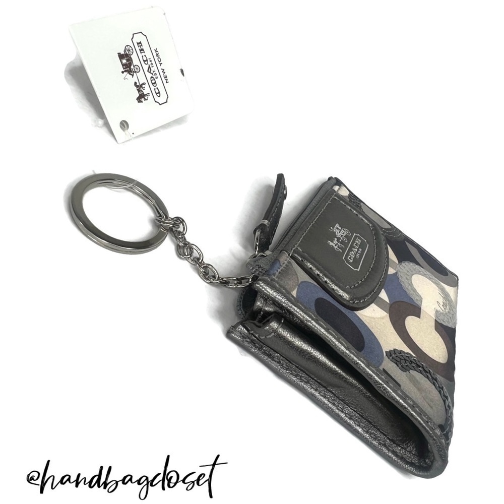 Coach Madison ID Skinny Wallet Keychain 47250 Optic C Sequin Gray Blue Fabric - Picture 4 of 9